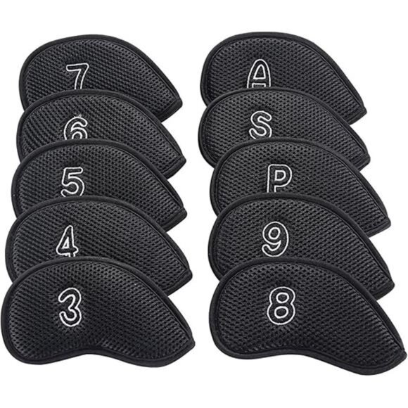 10Pcs/Pack New Meshy Golf Iron Covers Set Golf Club Head Cover Fit Most Irons - Picture 5 of 5